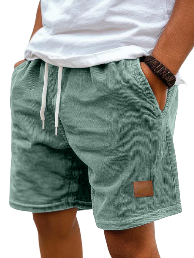 Men's Corduroy Embroidered Logo Loose-fitting Vacation Shorts