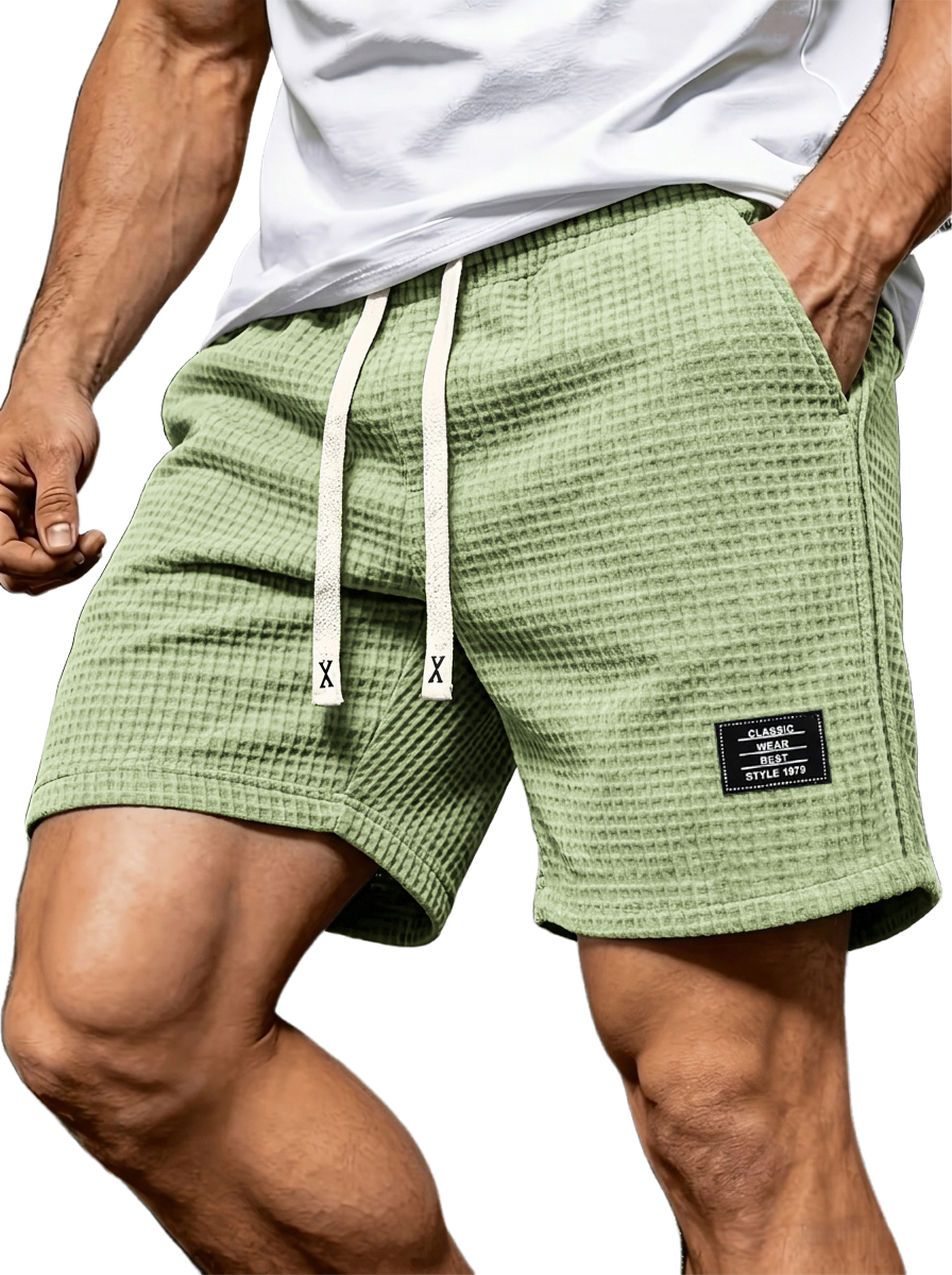Retro Casual Waffle-Textured Shorts