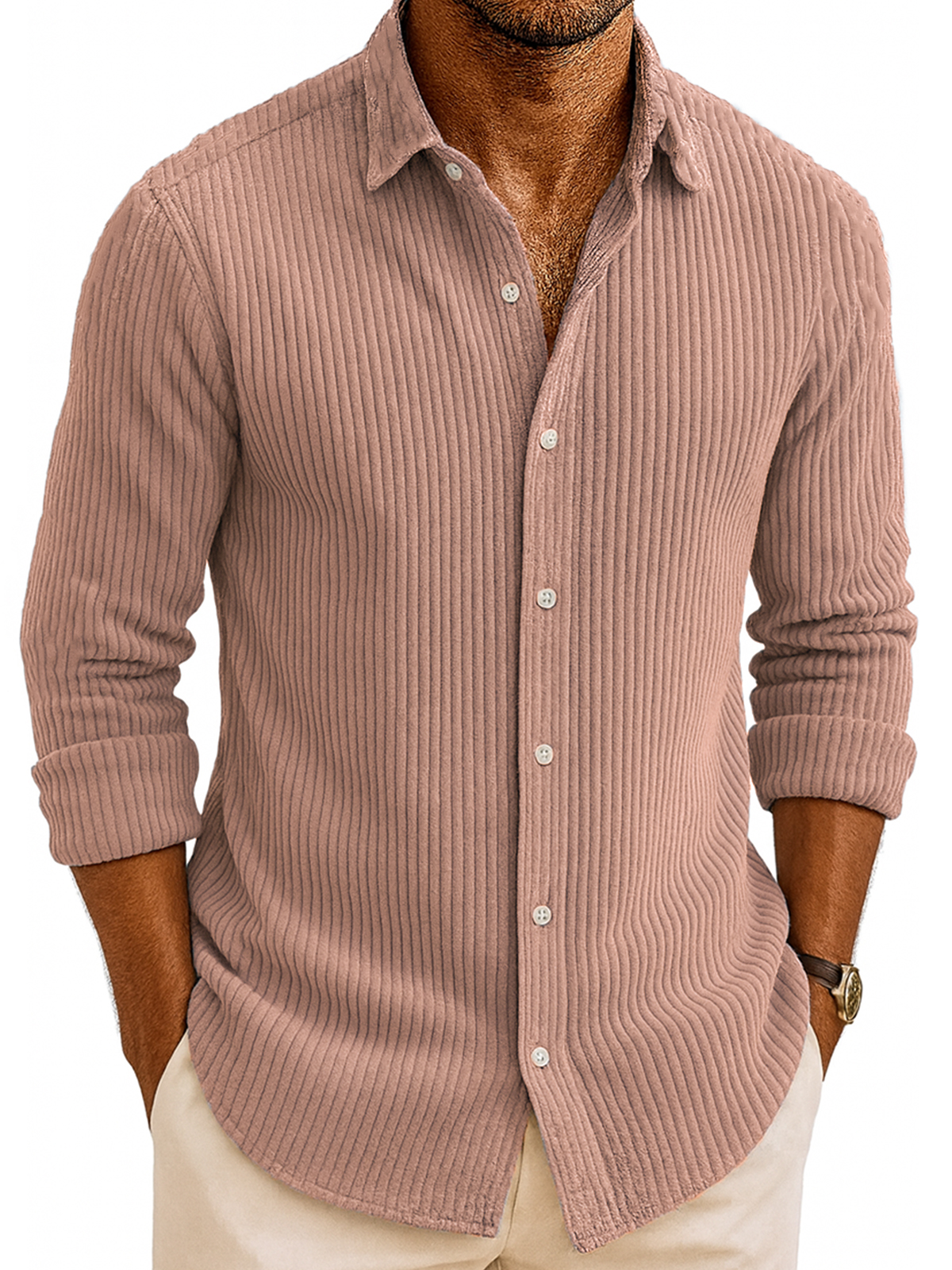 Men's Corduroy Casual Long-sleeved Shirt