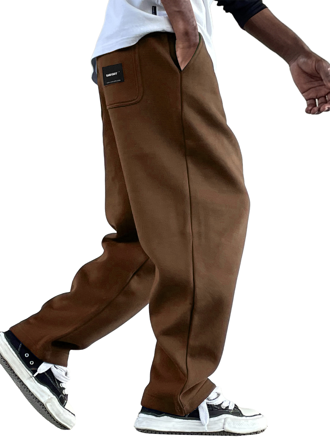 Men's Vintage Casual Everyday Multi-Pocket Embroidered Logo Air Layer Cotton Trousers