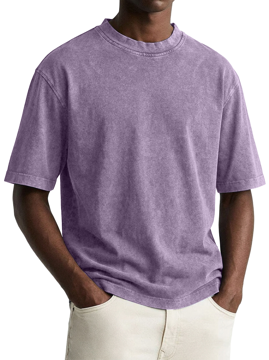 100% Cotton Vintage-Washed, Distressed Crew-Neck T-Shirt