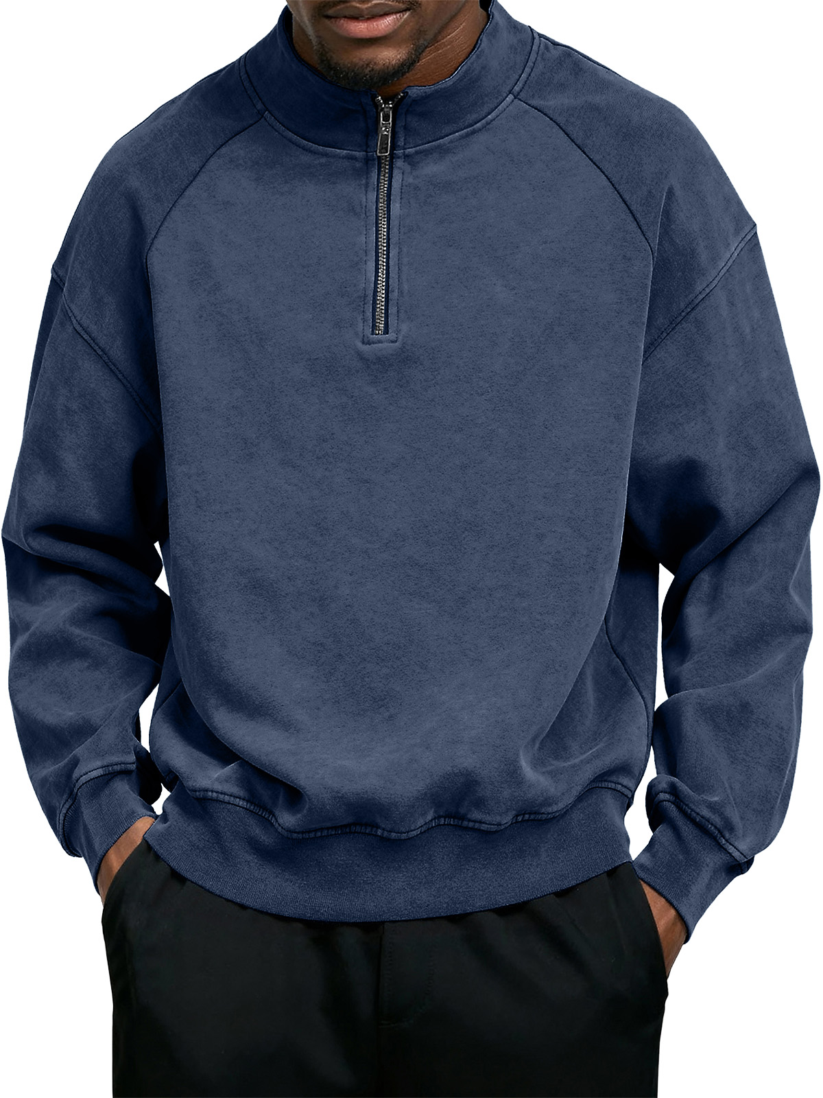 Men's Casual Simple Stand Collar Zipper Sweatshirt