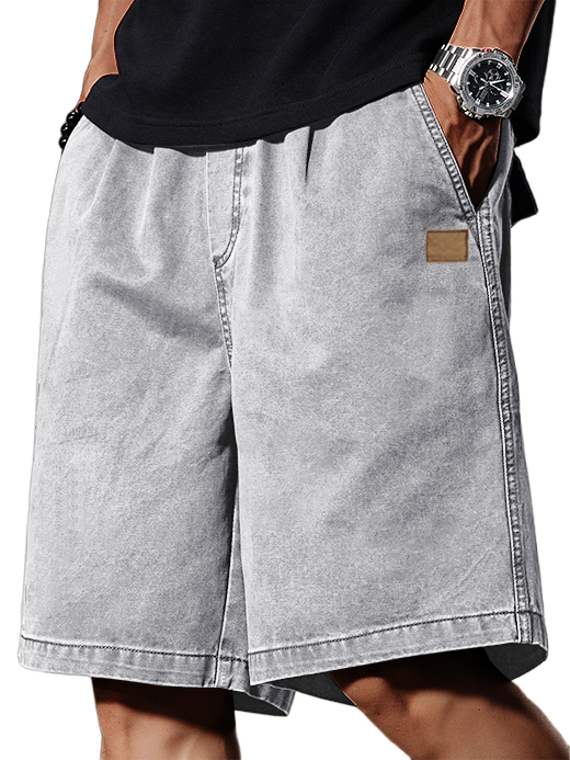 Men's Retro Distressed Pocket Workwear Logo Fashion Casual Shorts