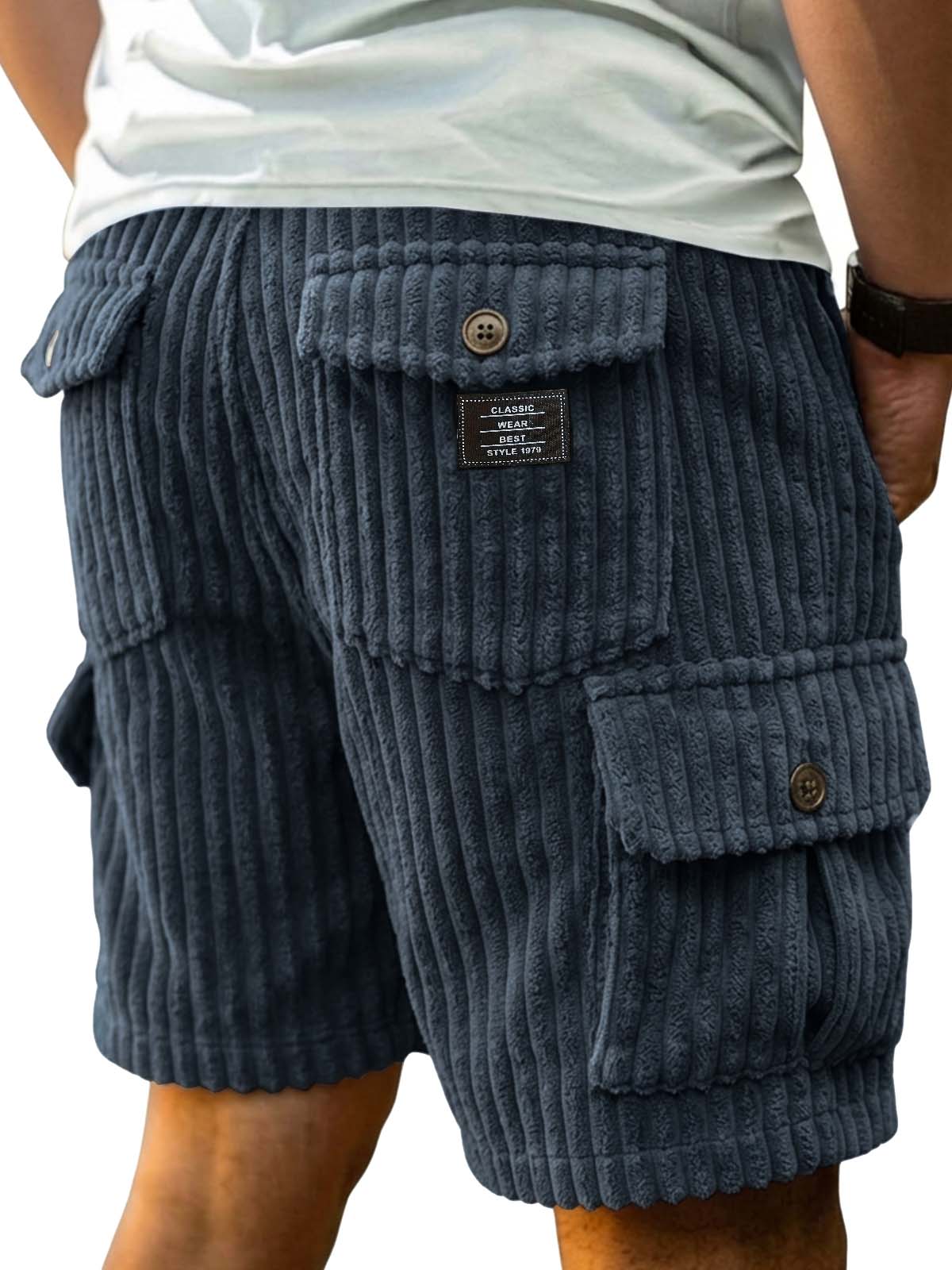 Men's Retro Corduroy Cargo Casual Shorts