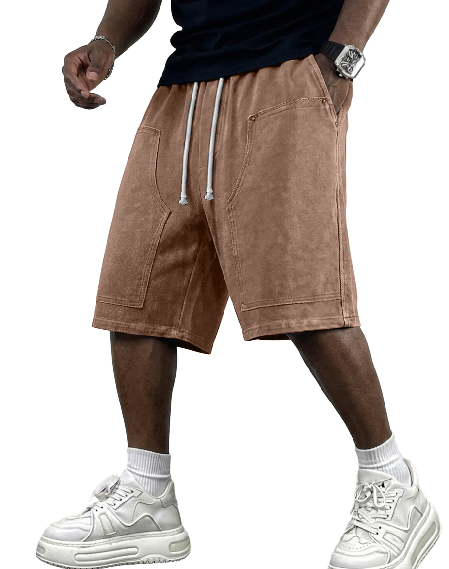 Men's Washed Patchwork Casual Cargo Shorts