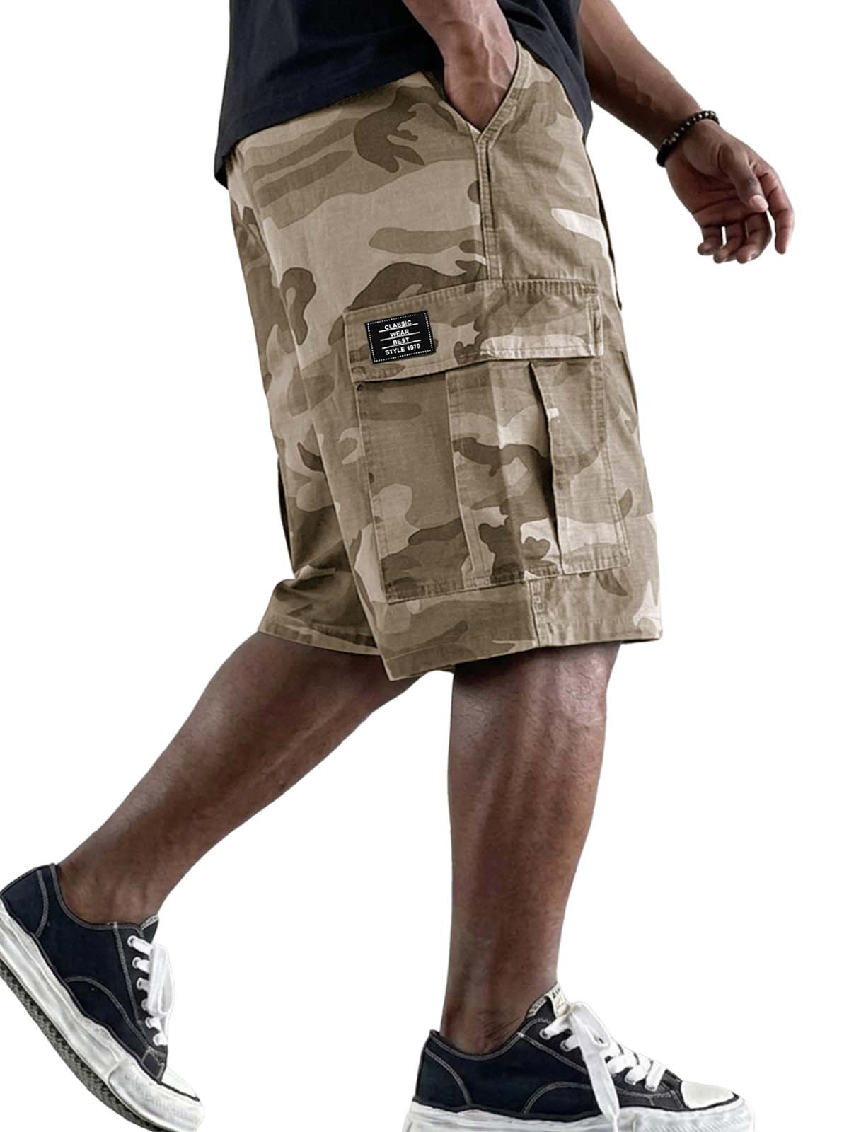 Retro Camouflage Cargo Basic Shorts with Multiple Pockets