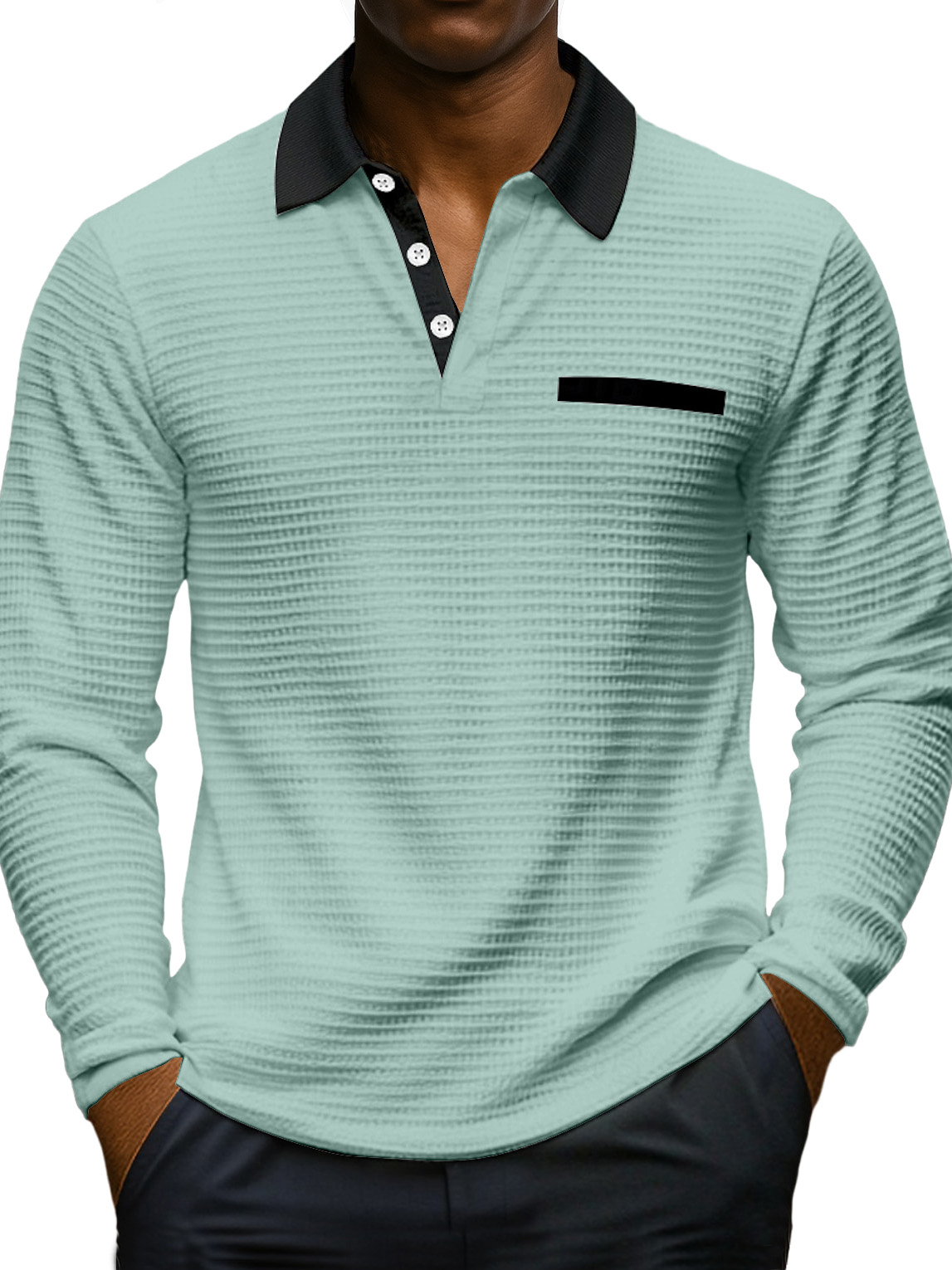 Waffle Color-block Polo Shirt