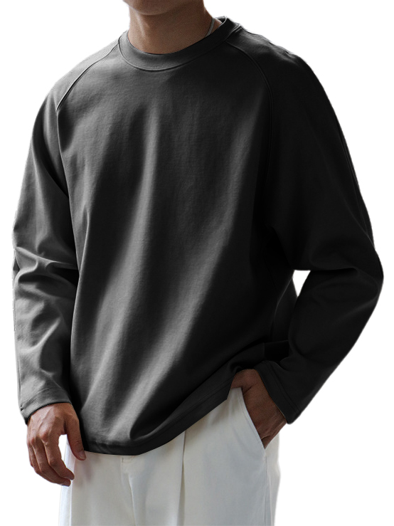 Men's Basic Casual Raglan Sleeve Everyday Versatile Long Sleeve T-Shirt