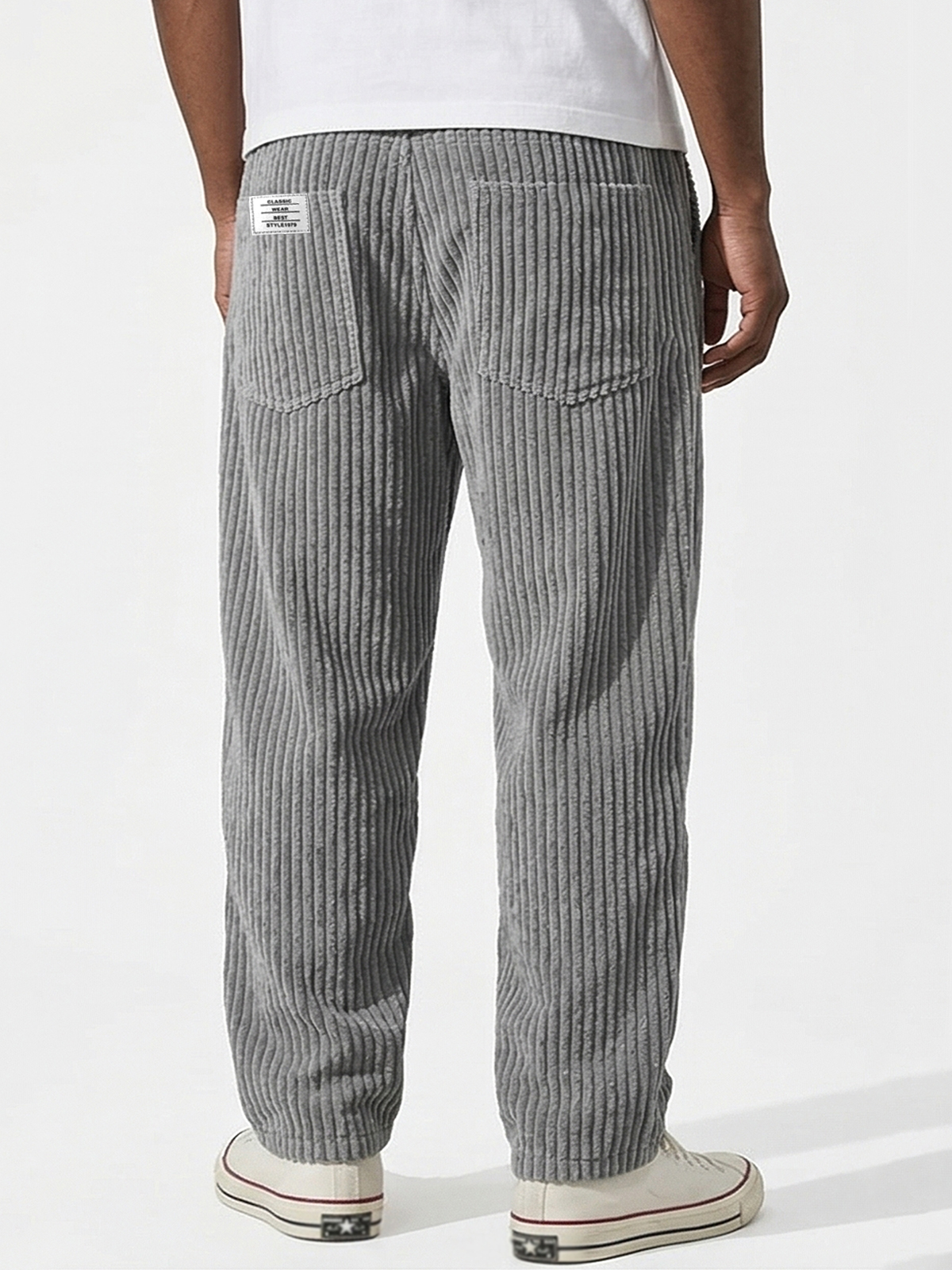 Men's Retro Casual Corduroy Trousers with Embroidered Label