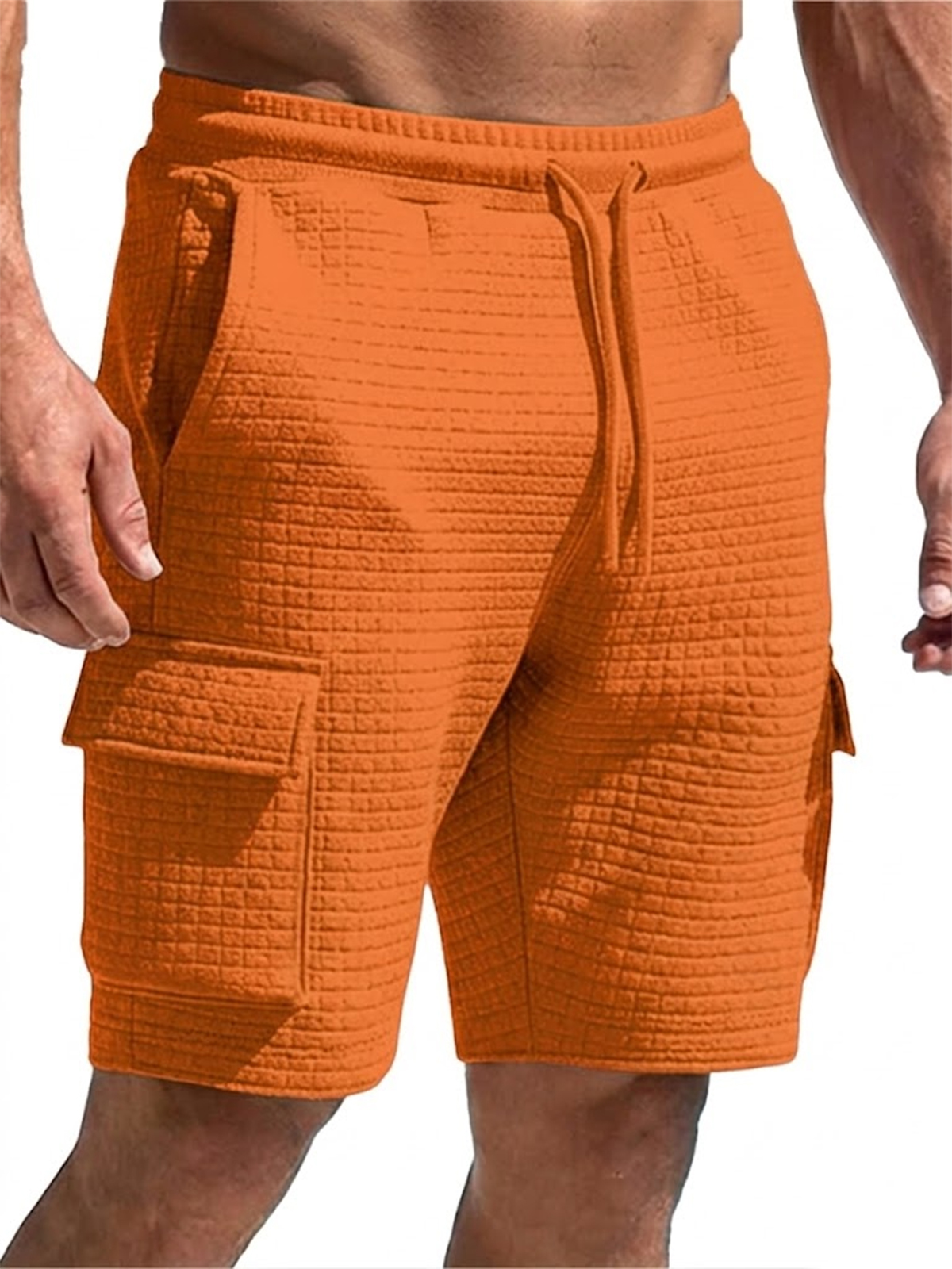 Jacquard Workwear Drawstring Men's Multi-pocket Casual Vacation Shorts