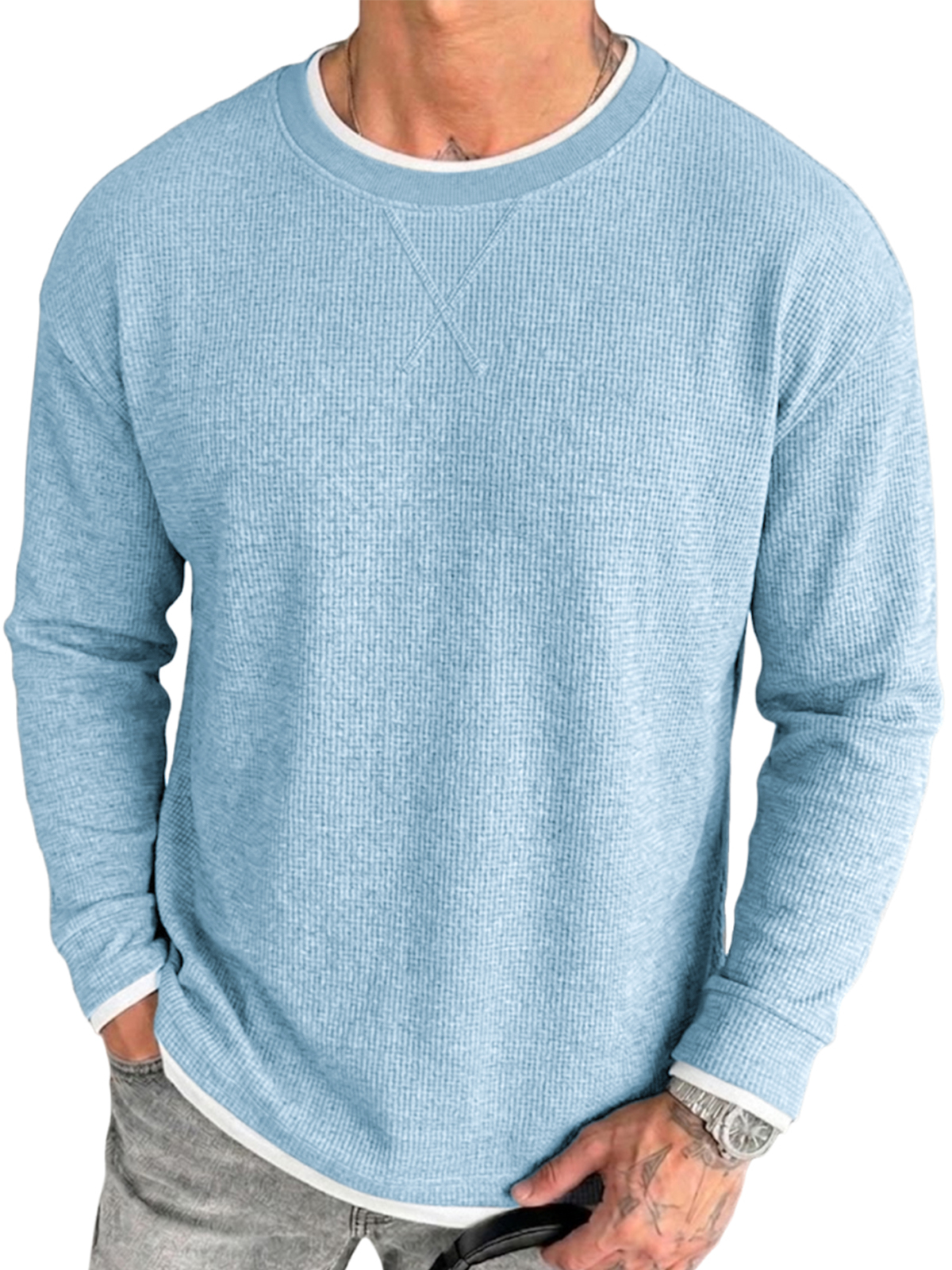Men's Retro Casual Breathable Textured Loose Pullover T-Shirt