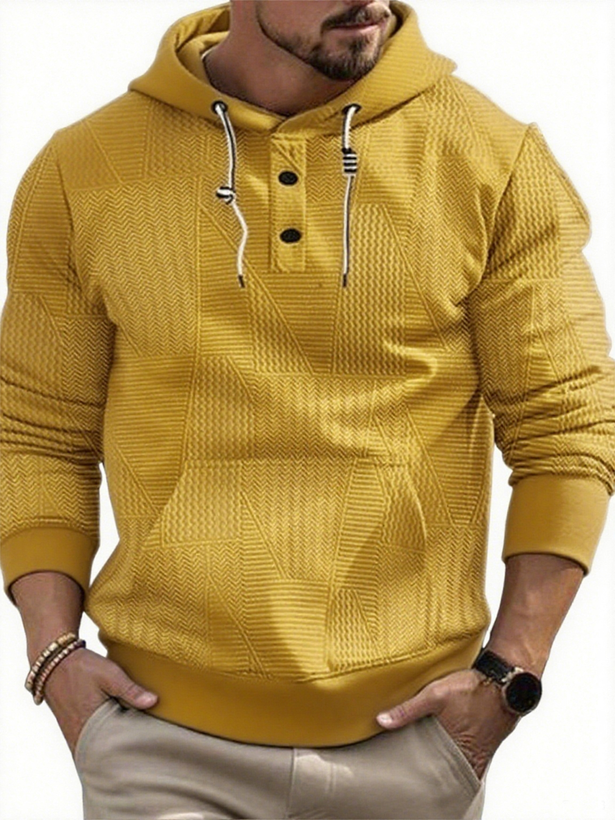 Men's Textured Hooded Sweatshirt