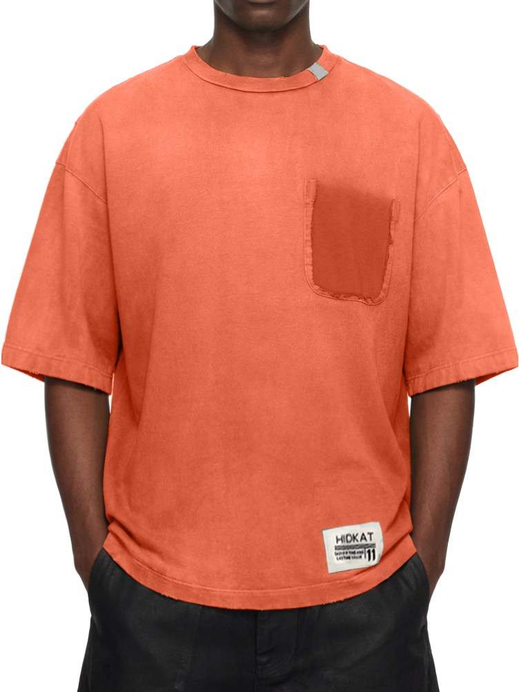 Men's Vintage Washed And Distressed Cotton Short Sleeved T-shirt