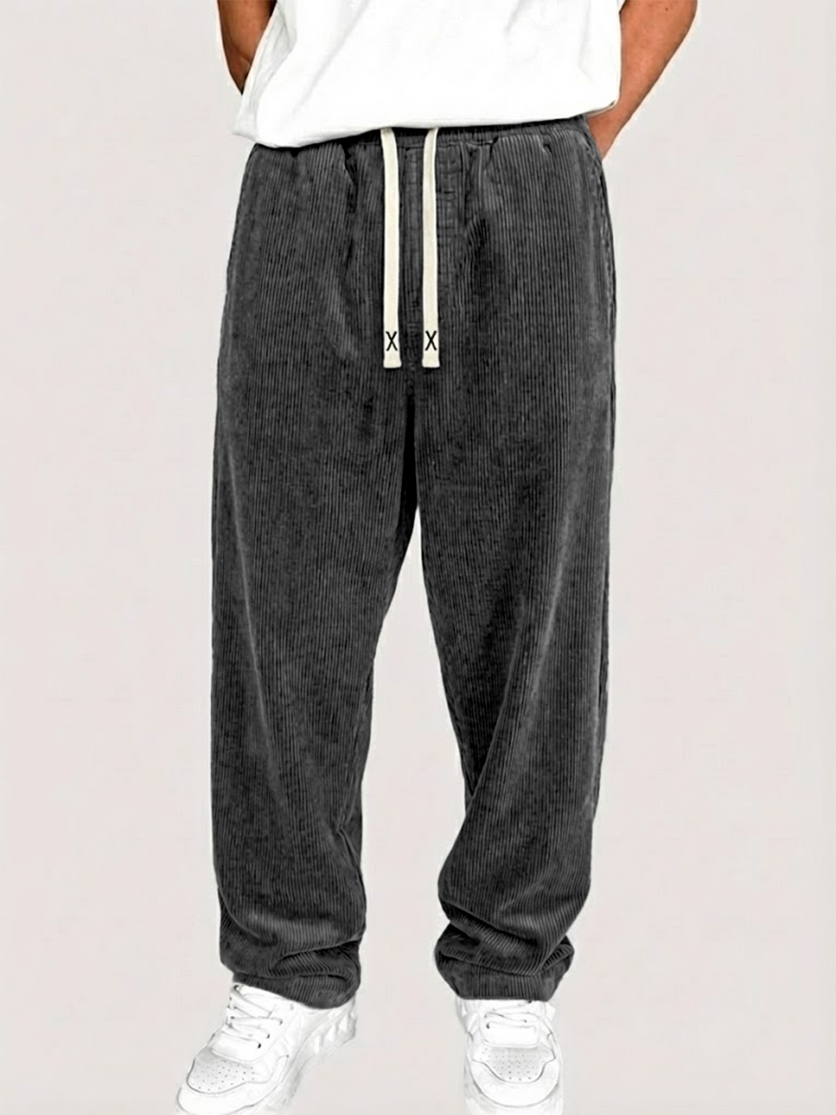 Men's Stylish Loose-fitting Corduroy Solid Color Casual Trousers