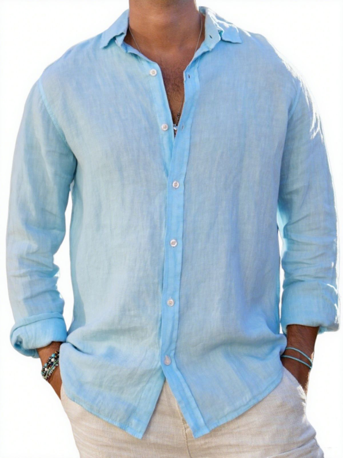 Men's Breathable Linen Casual Long-sleeved Shirt