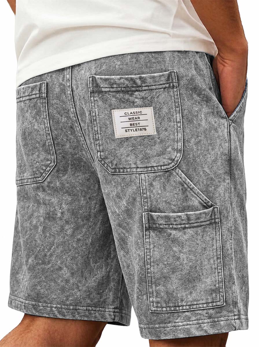 Men's Washed Distressed Workwear Basic Shorts