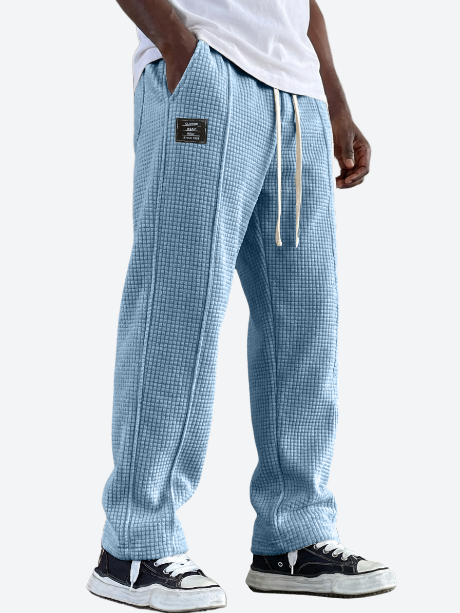 Men's Casual Waffle Texture Corduroy Multi-Pocket Pants with Embroidered Logo