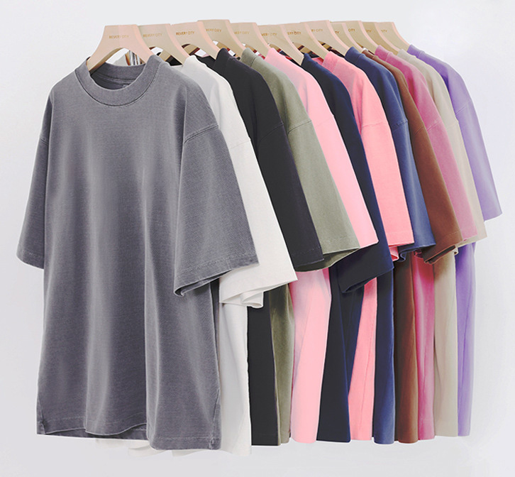 Men's Retro 260g 32-Count Double Yarn Pure Cotton Crew Neck Short-Sleeve T-Shirt