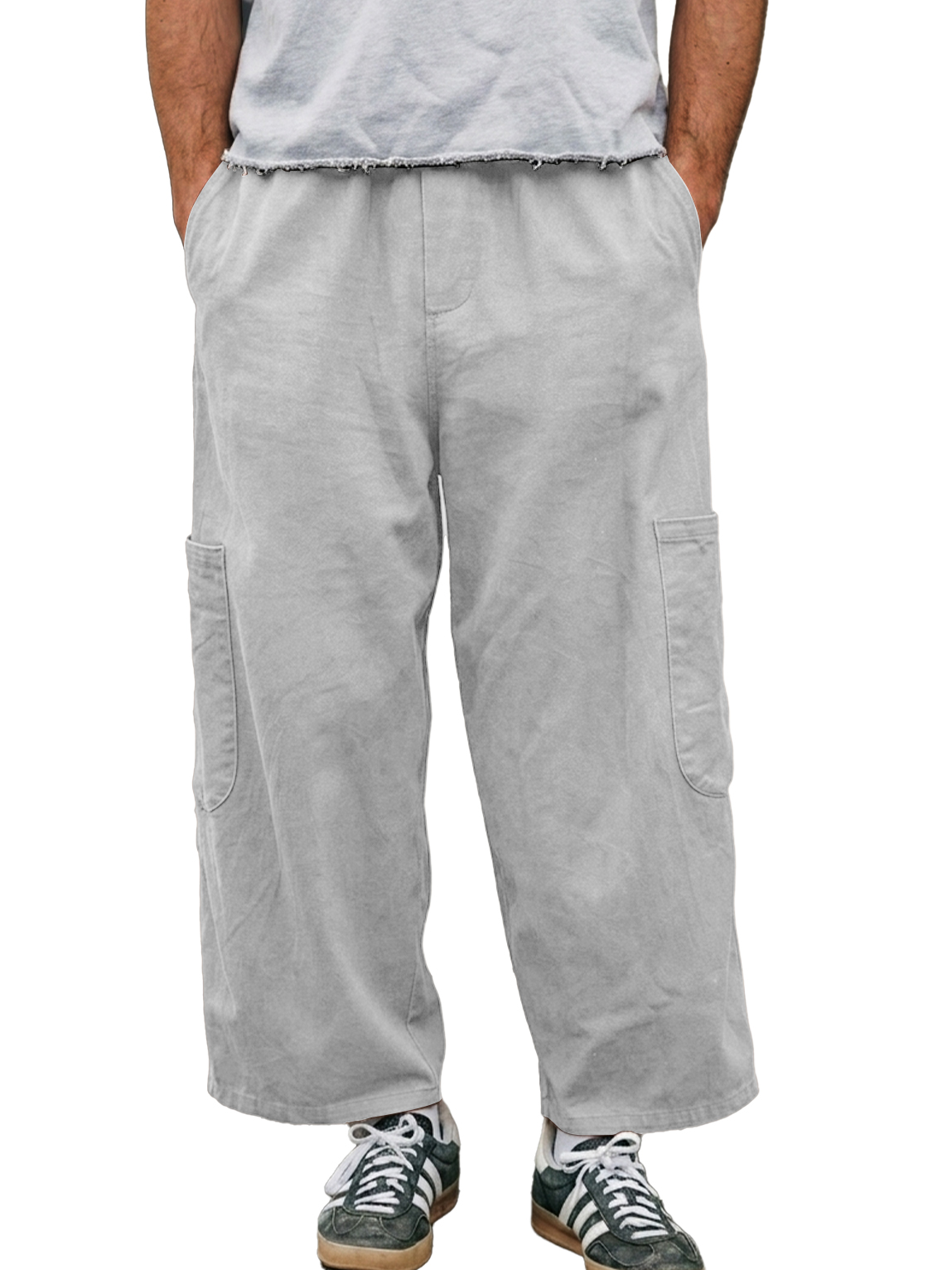 Men's Casual Breathable Cotton Linen Large Pocket Loose-fitting Comfortable Long Vacation Shorts