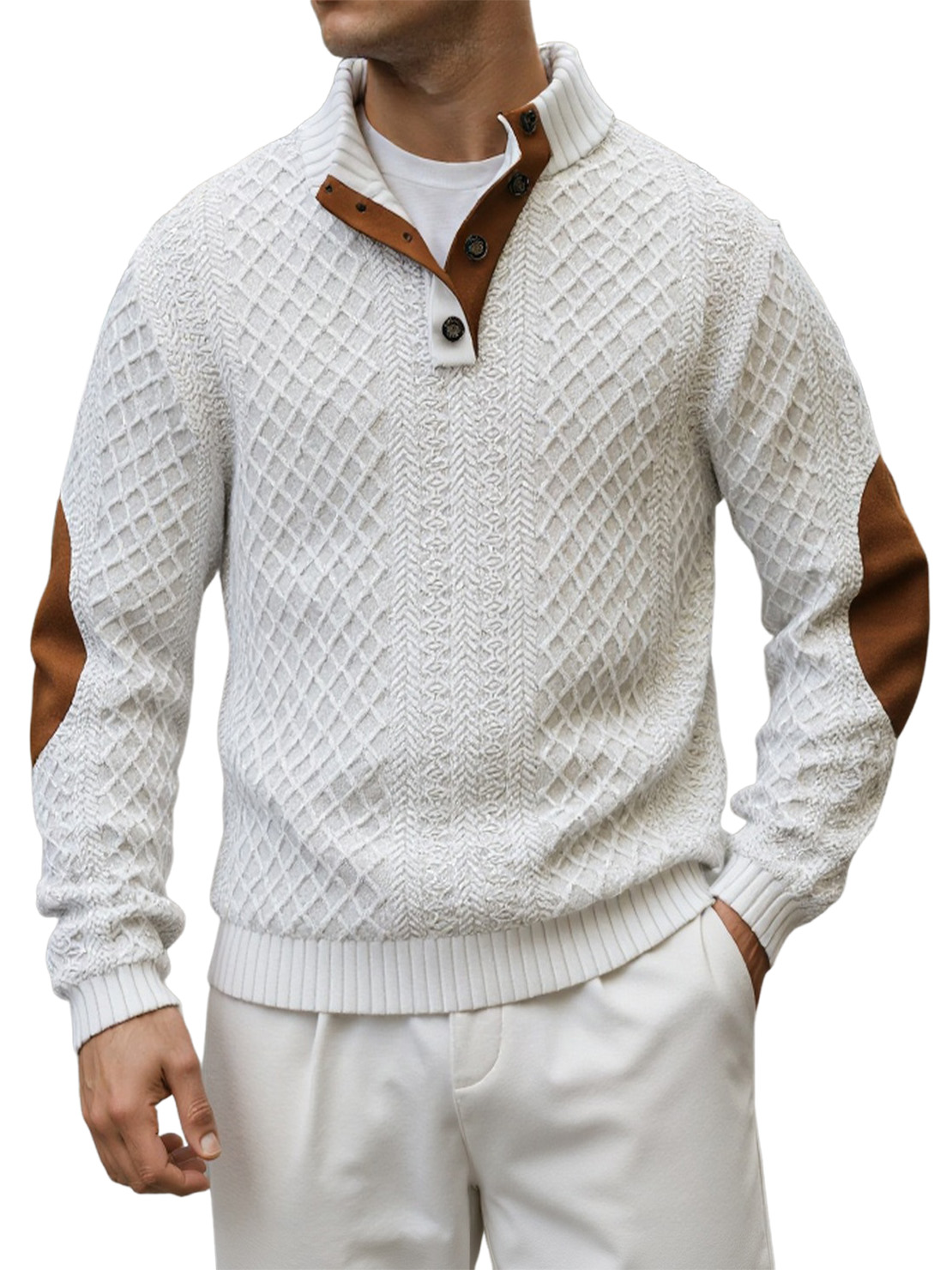 Men's Retro Casual Stand Collar Jacquard Outdoor Sweatshirt