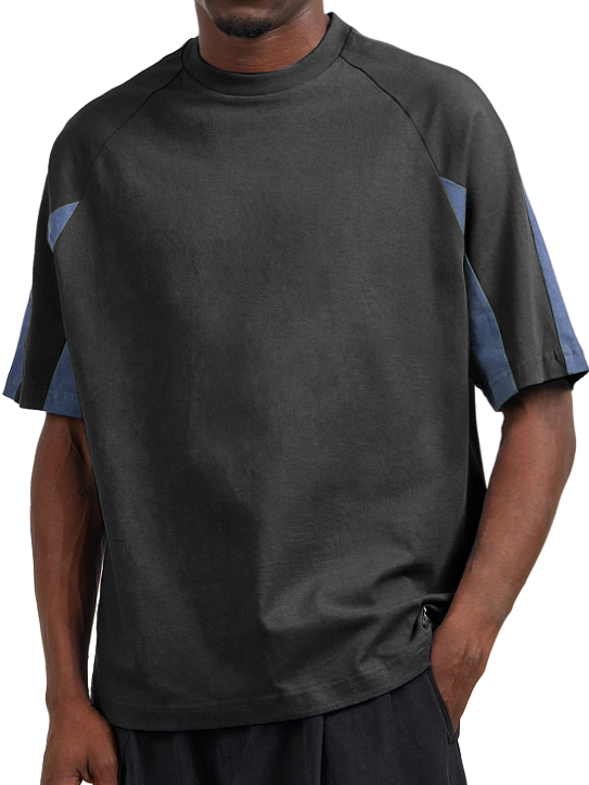 Men's Designer Color-Blocked Crew Neck Short-Sleeved T-shirt