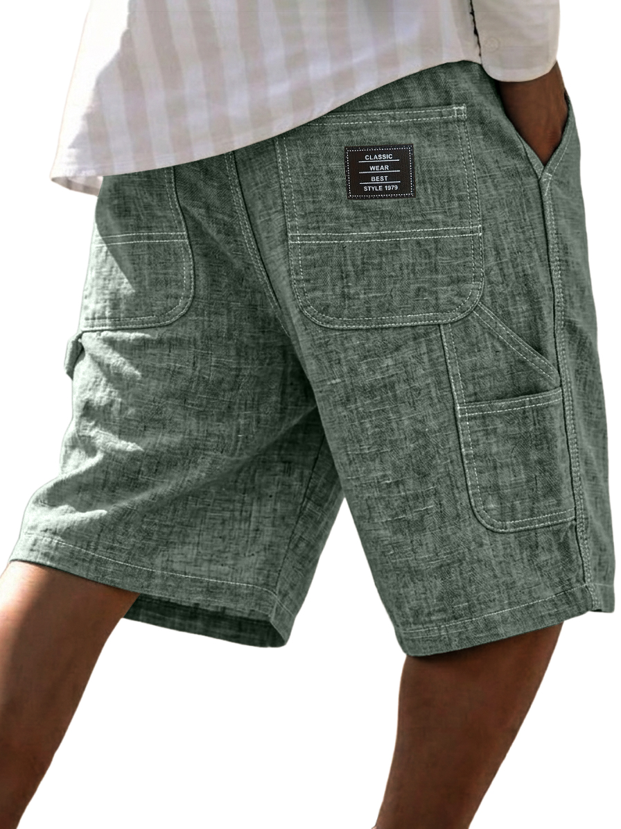 Men's Cotton-Linen Casual Multi Pocket Vintage Cargo Shorts