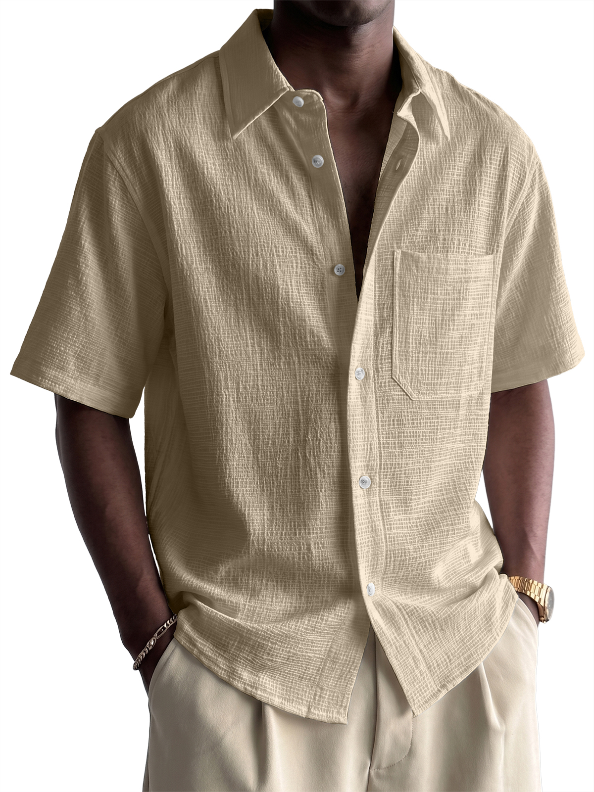 Men's Bamboo Linen Short-sleeved Shirt
