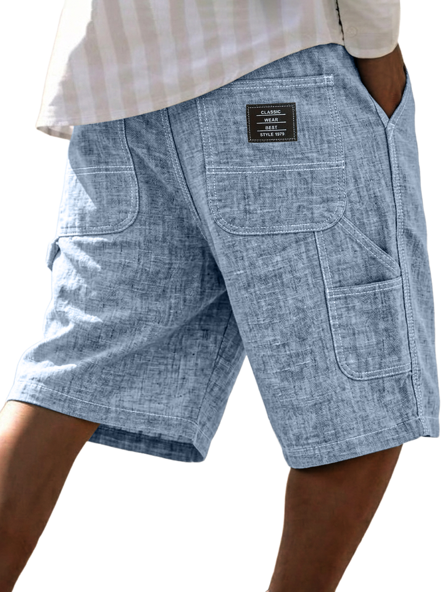 Men's Cotton-Linen Casual Multi Pocket Vintage Cargo Shorts