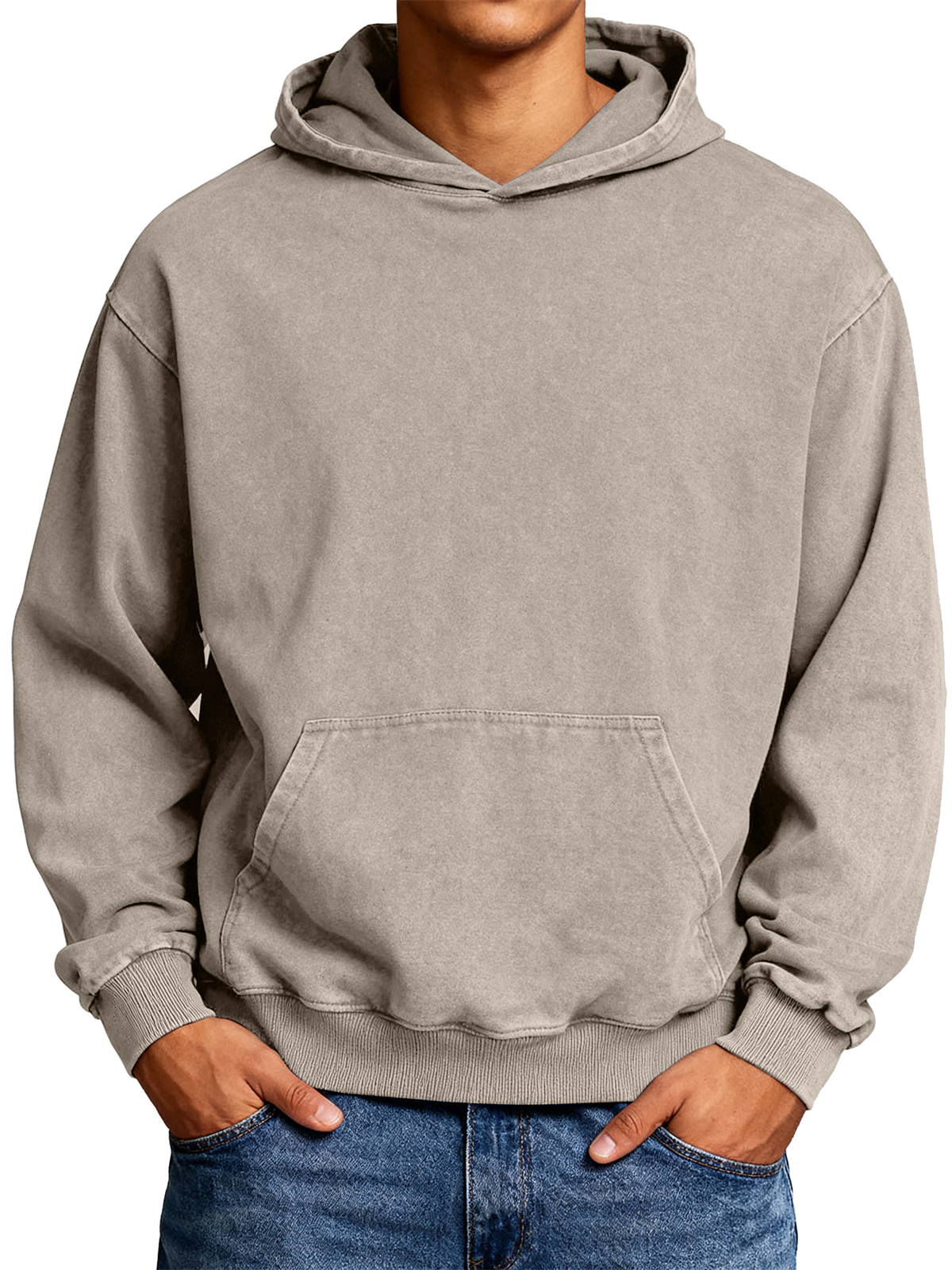 Men's 100% Cotton Washed Distressed Vintage Casual Hooded Sweatshirt