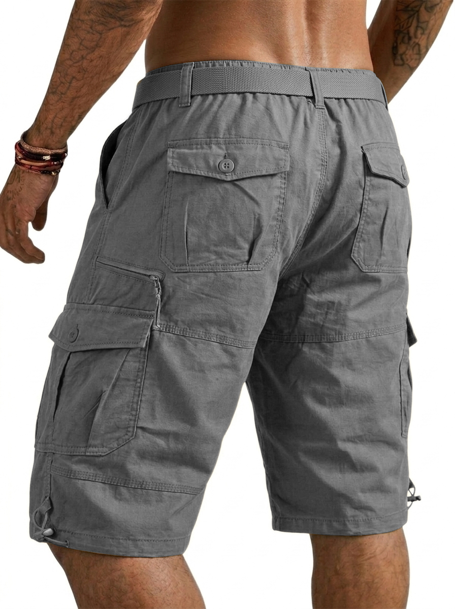 100% Cotton Multi-Pocket Basic Cargo Shorts