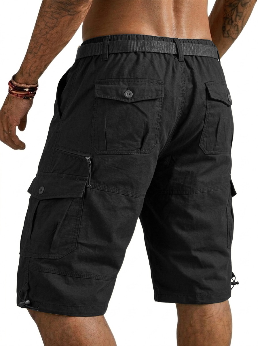 100% Cotton Multi-Pocket Basic Cargo Shorts