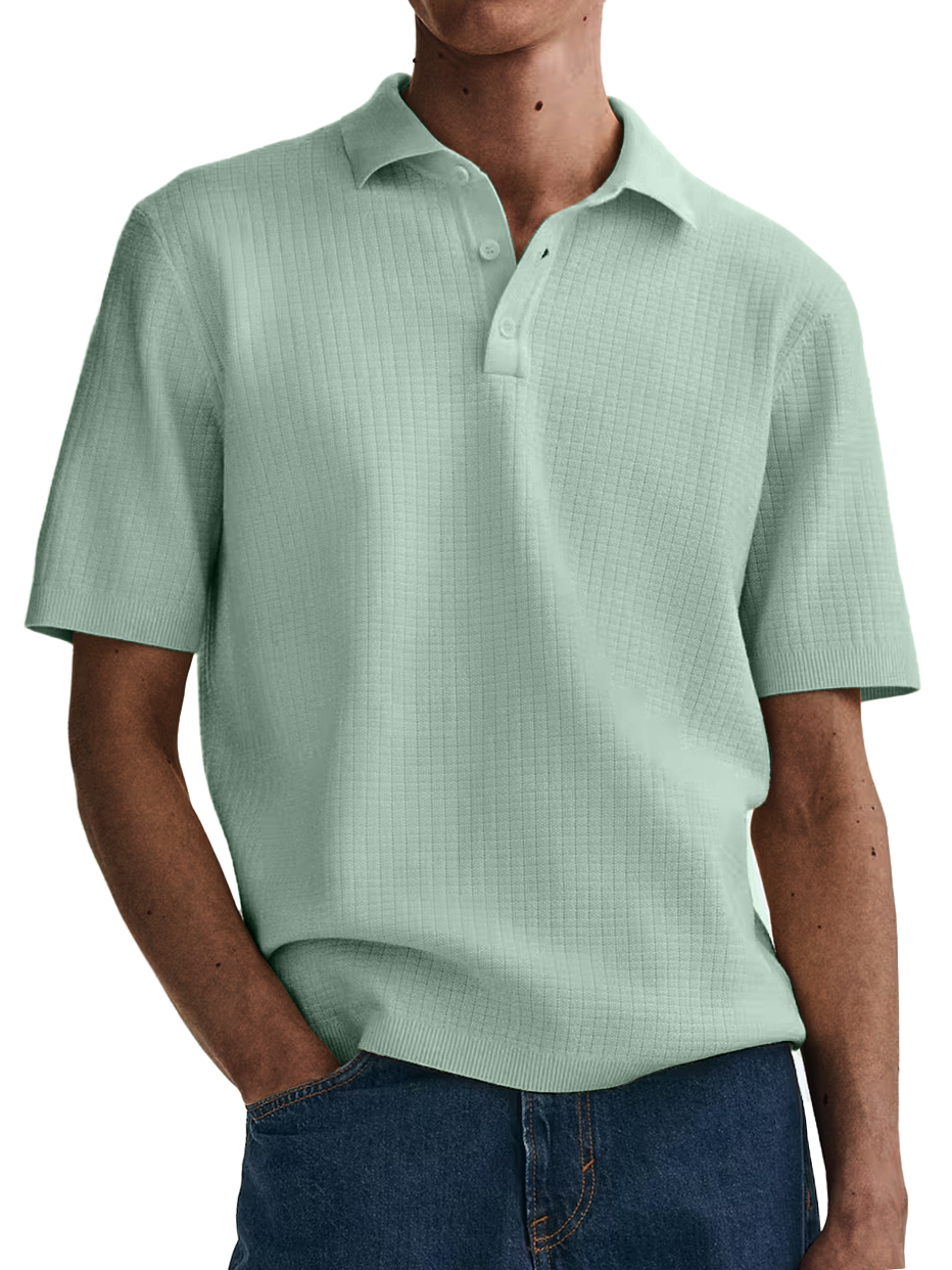 Men's Stylish High-Quality Waffle-Knit Casual Short-Sleeve Top