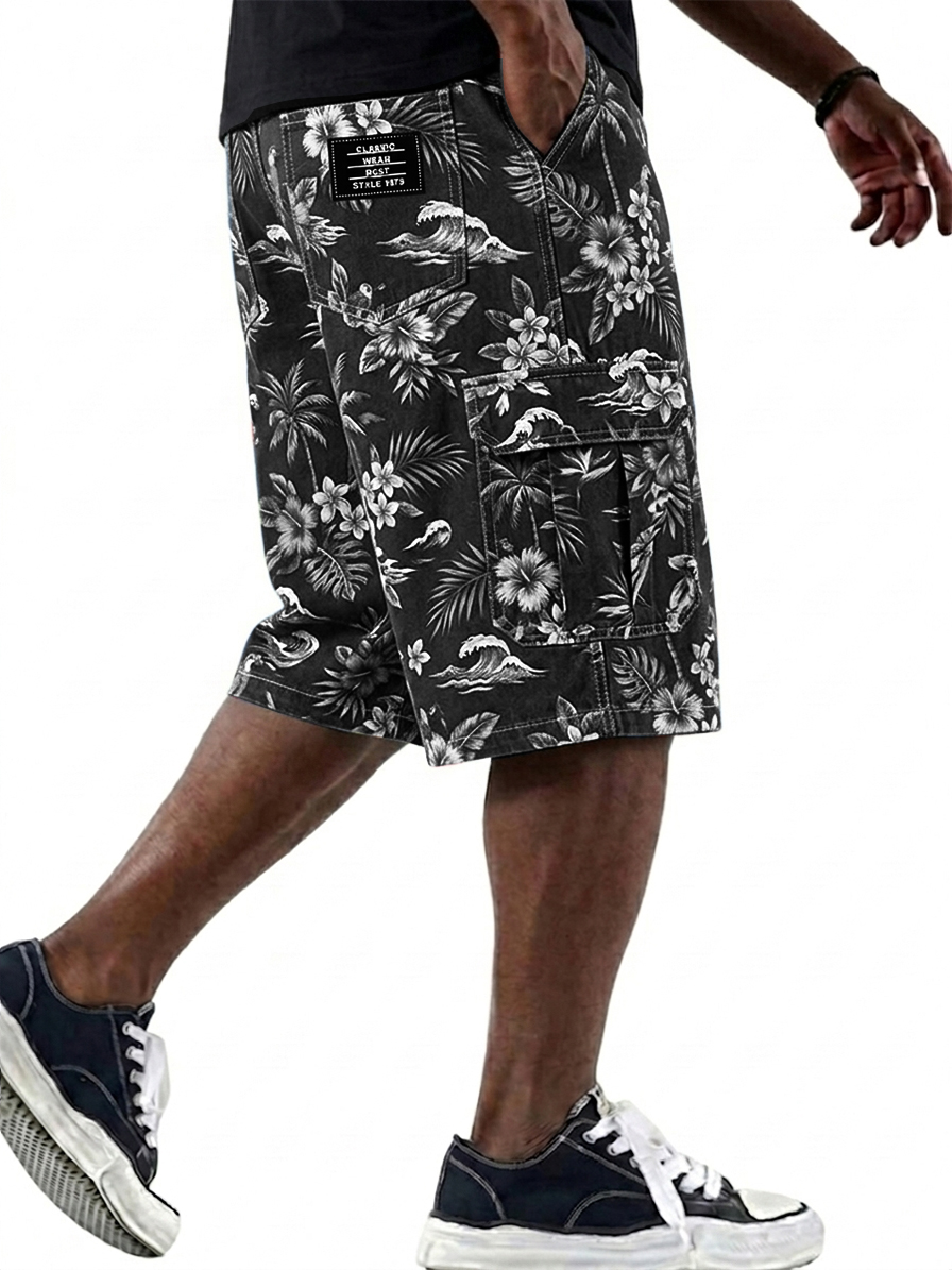 Hawaiian Palm Tree Workwear Basic Shorts