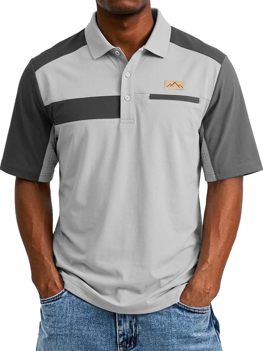 Color-block Casual Basic Short-Sleeve Polo Shirt