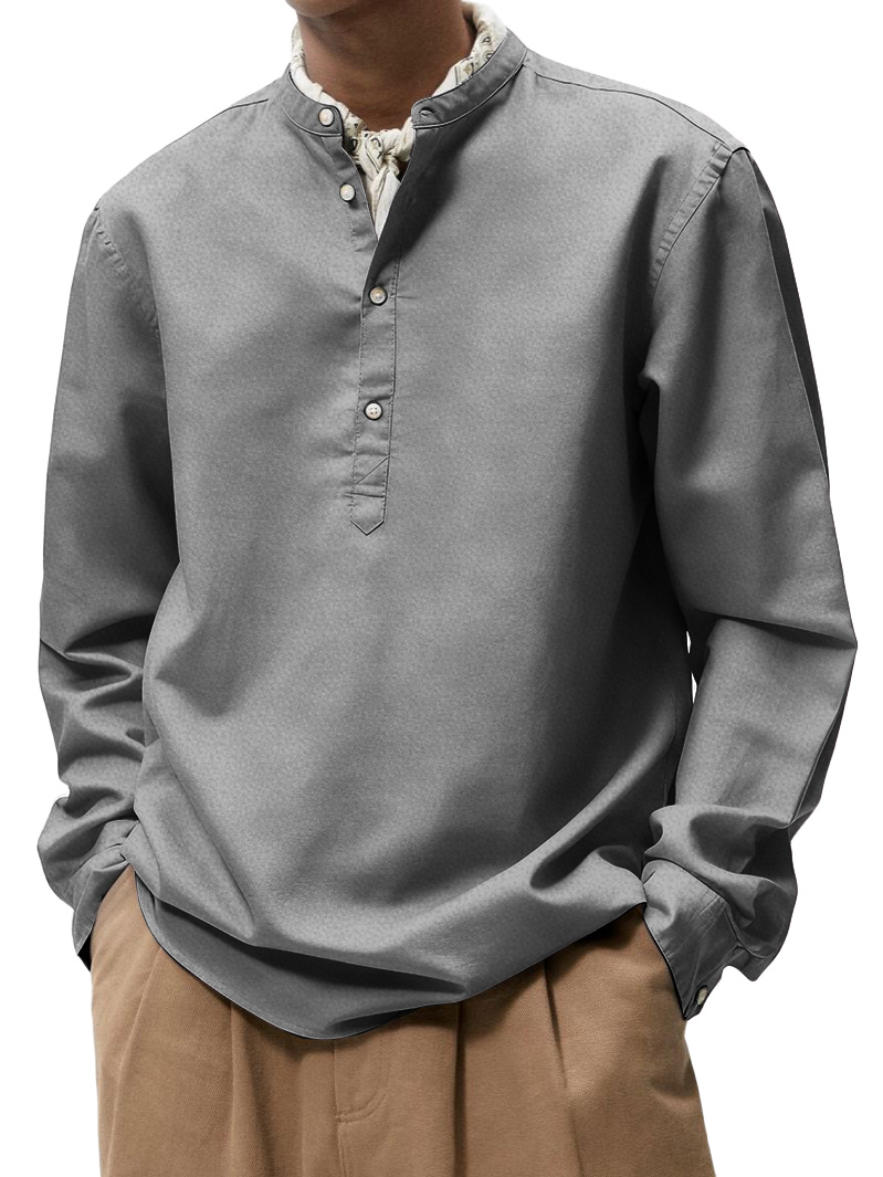Men's Vintage Fashion Casual Stand Collar Long-Sleeve Shirt