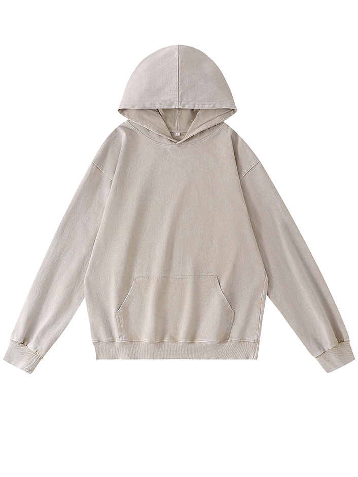 Men's 100% Cotton Washed And Distressed Vintage Casual Pocket Hooded Sweatshirt