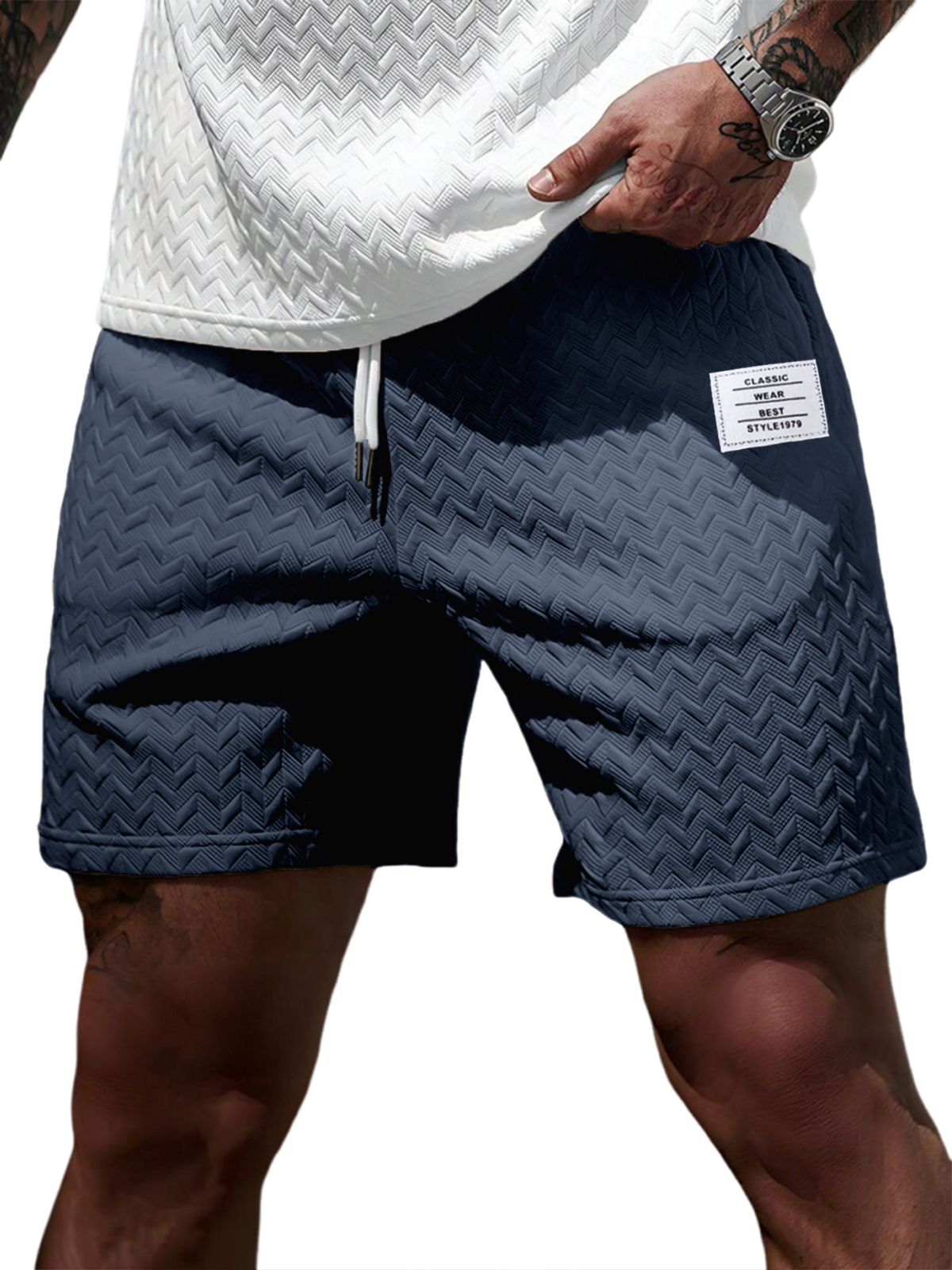 Soft Jacquard Weave Athletic Gym Shorts for Men