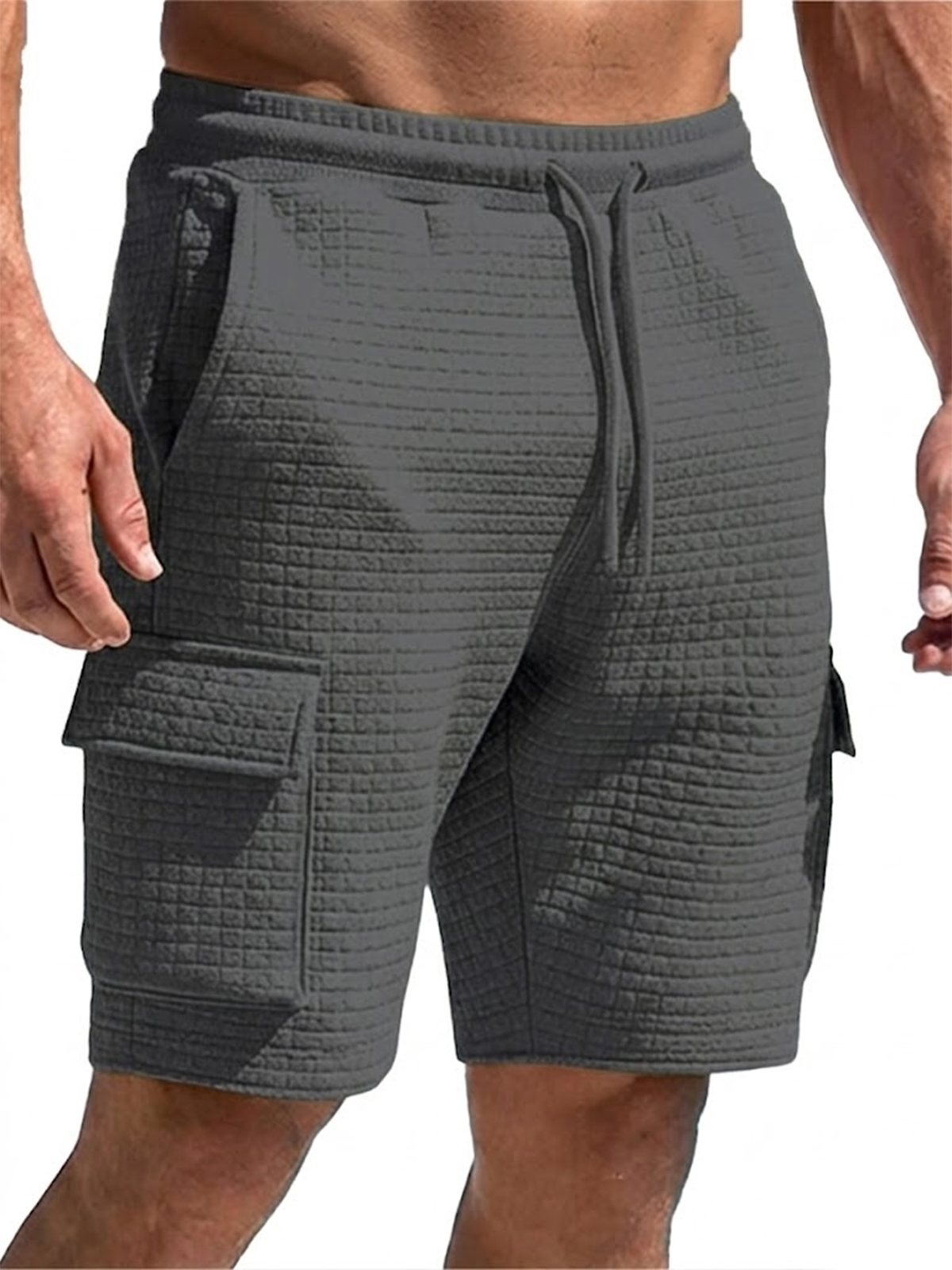 Jacquard Workwear Drawstring Men's Multi-pocket Casual Vacation Shorts