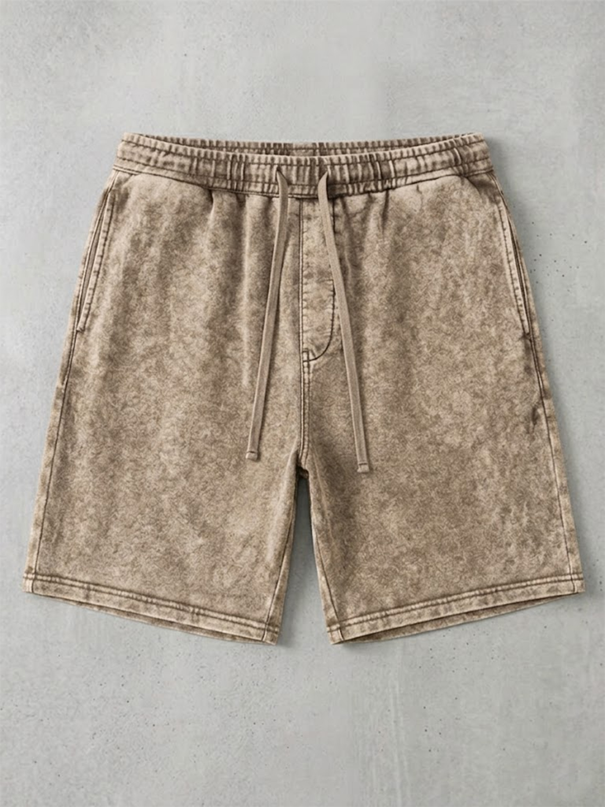 Men's Retro Simple Solid Color Casual Lace-up Elastic Shorts
