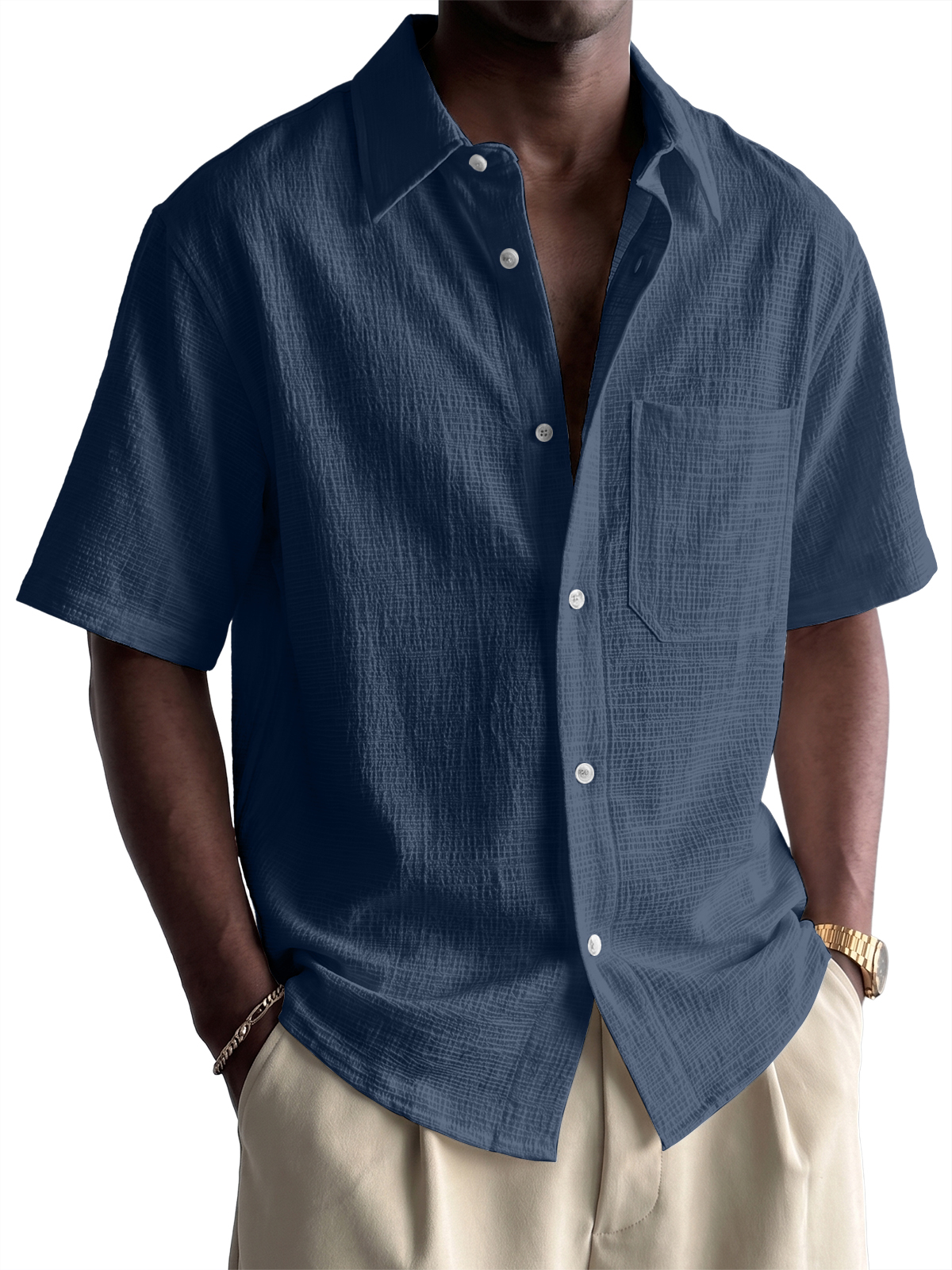 Men's Bamboo Linen Short-sleeved Shirt