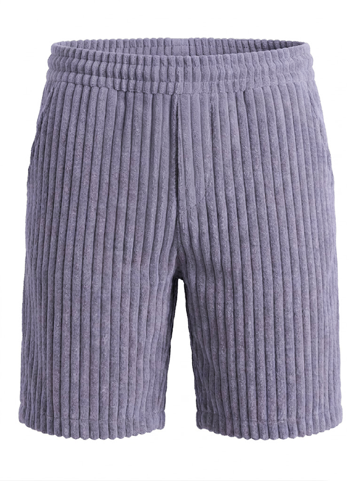 Men's Retro Solid Color Striped Casual Shorts with Embroidery