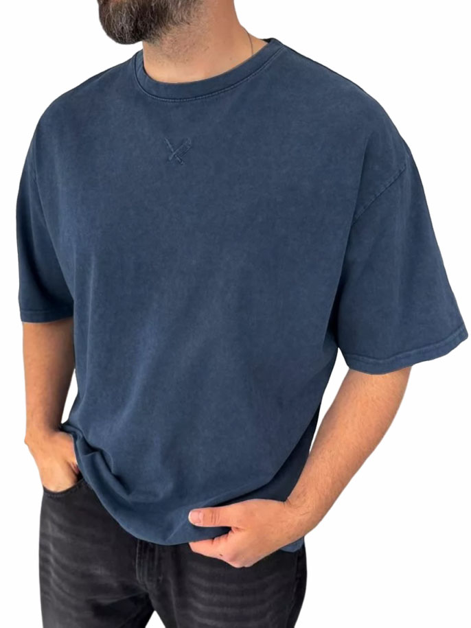 Men's Pure Cotton Washed And Distressed Retro Fashion Short-sleeved T-shirt