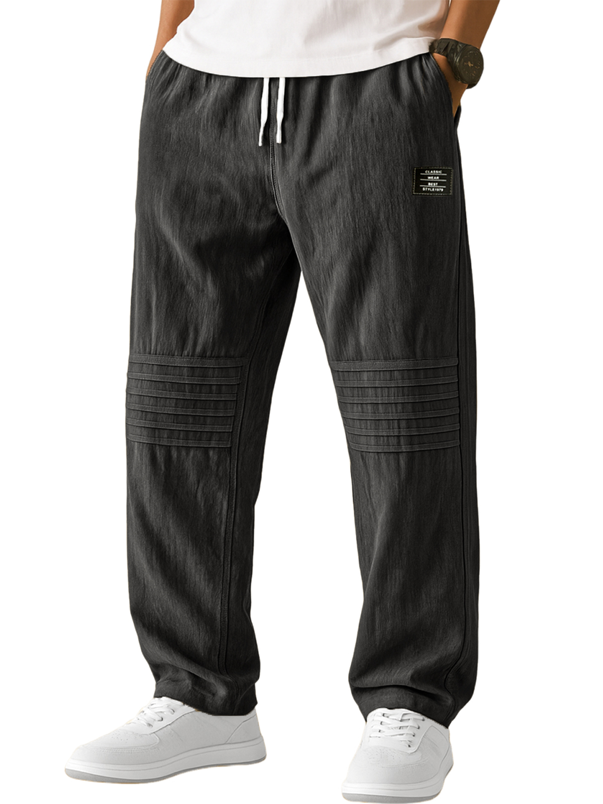 Men's Textured Pleated Casual Pants