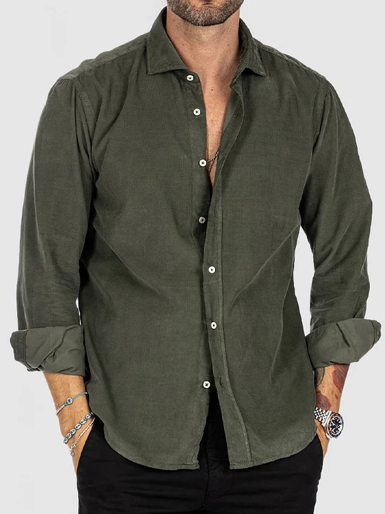 Men's Classic Casual Cotton And Linen Long-sleeved Shirt