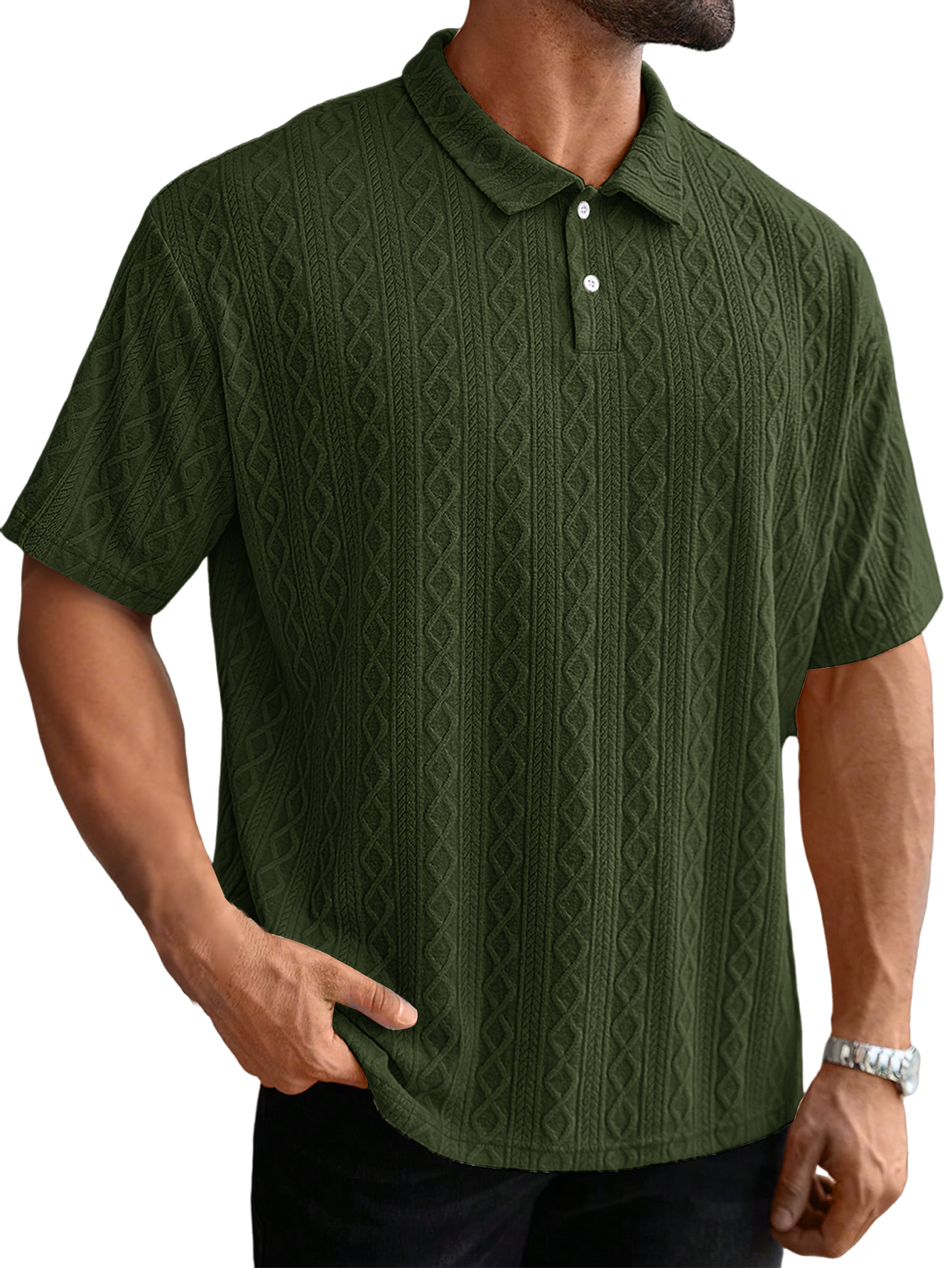 Men's Retro Casual Jacquard Texture Daily Wear Polo Shirt