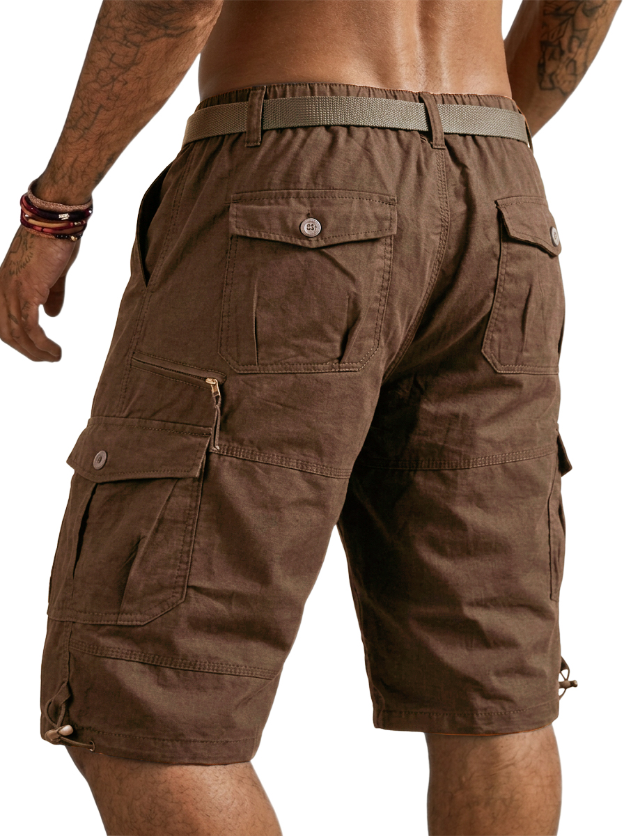 100% Cotton Multi-Pocket Basic Cargo Shorts