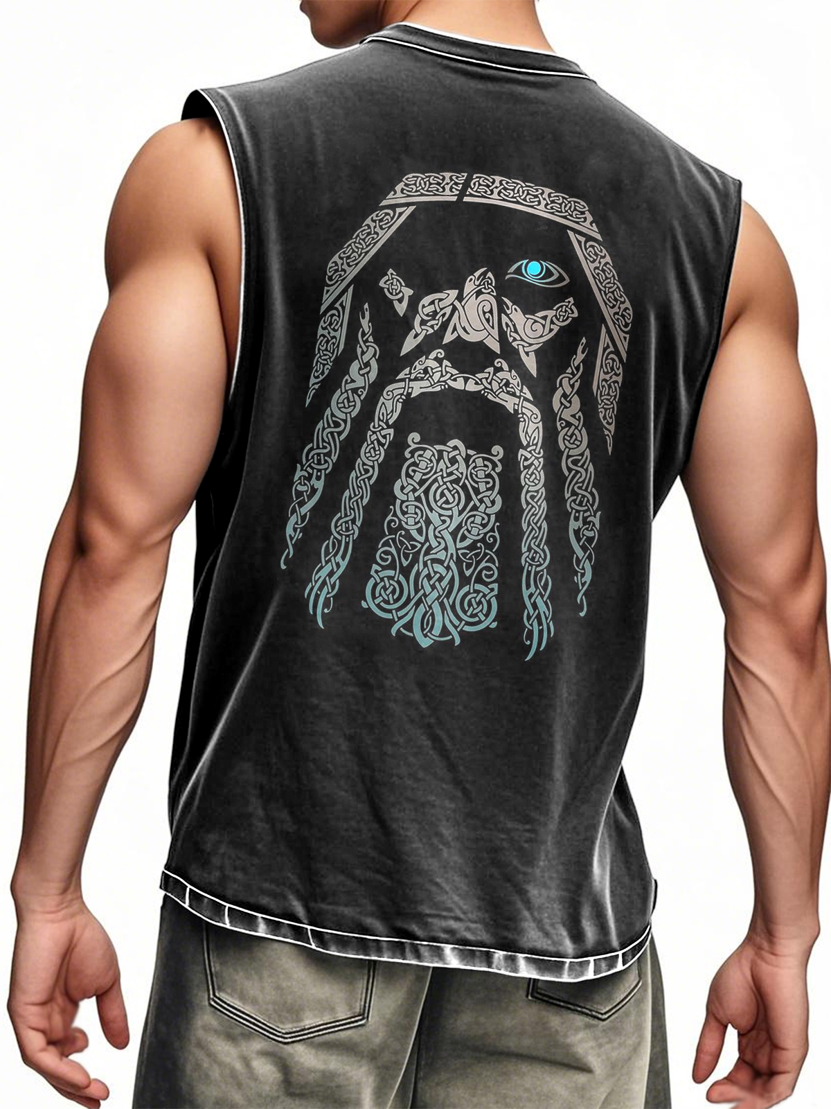 Men's Sleeveless Viking Symbol Print Tank Top Vest