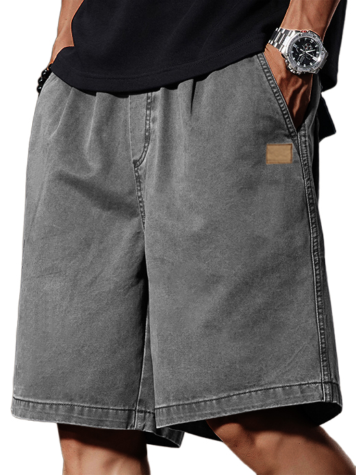 Men's Retro Distressed Pocket Workwear Logo Fashion Casual Shorts