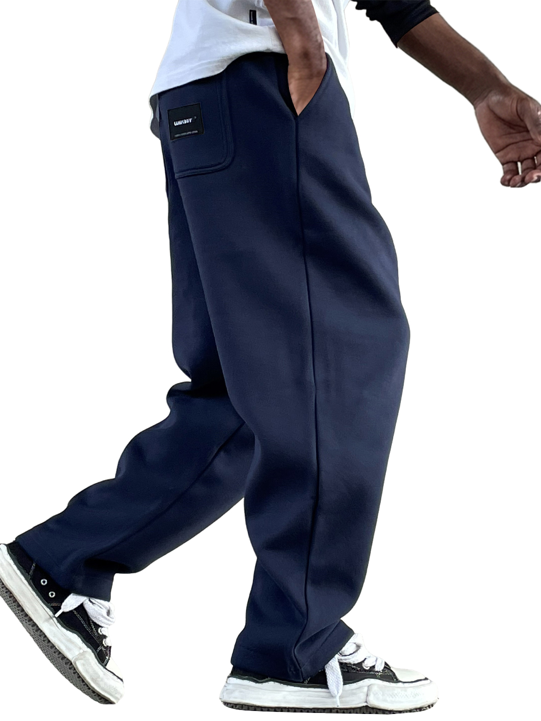 Men's Vintage Casual Everyday Multi-Pocket Embroidered Logo Air Layer Cotton Trousers