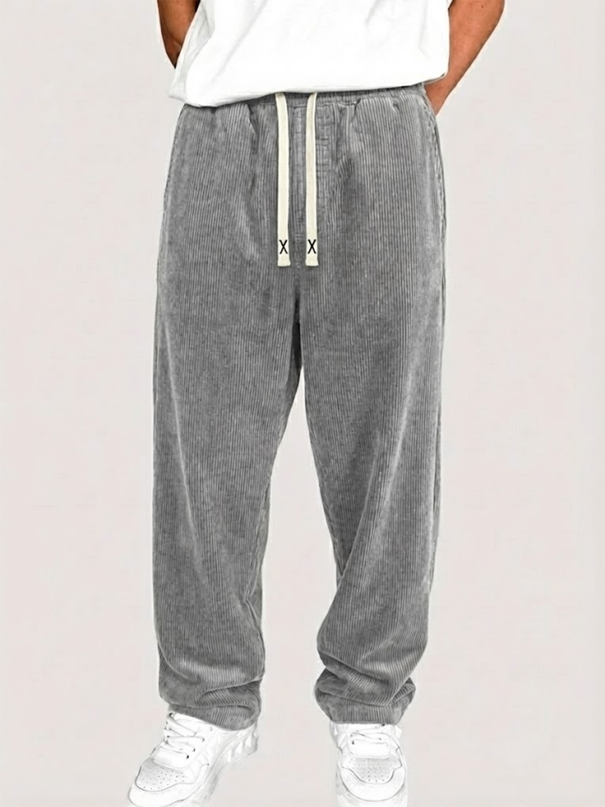 Men's Stylish Loose-fitting Corduroy Solid Color Casual Trousers